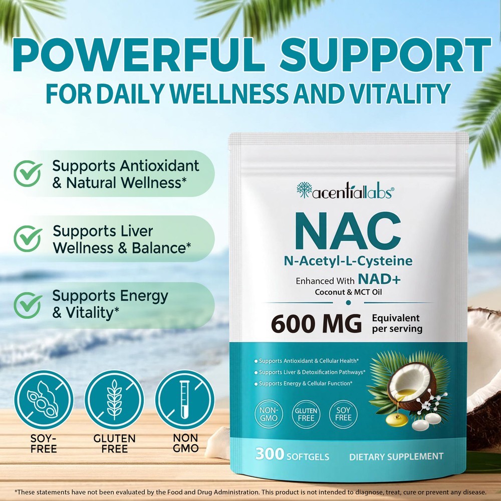 Mct Oil Coconut - NAC (N-Acetylo-L-Cysteina) w kapsułkach miękkich z