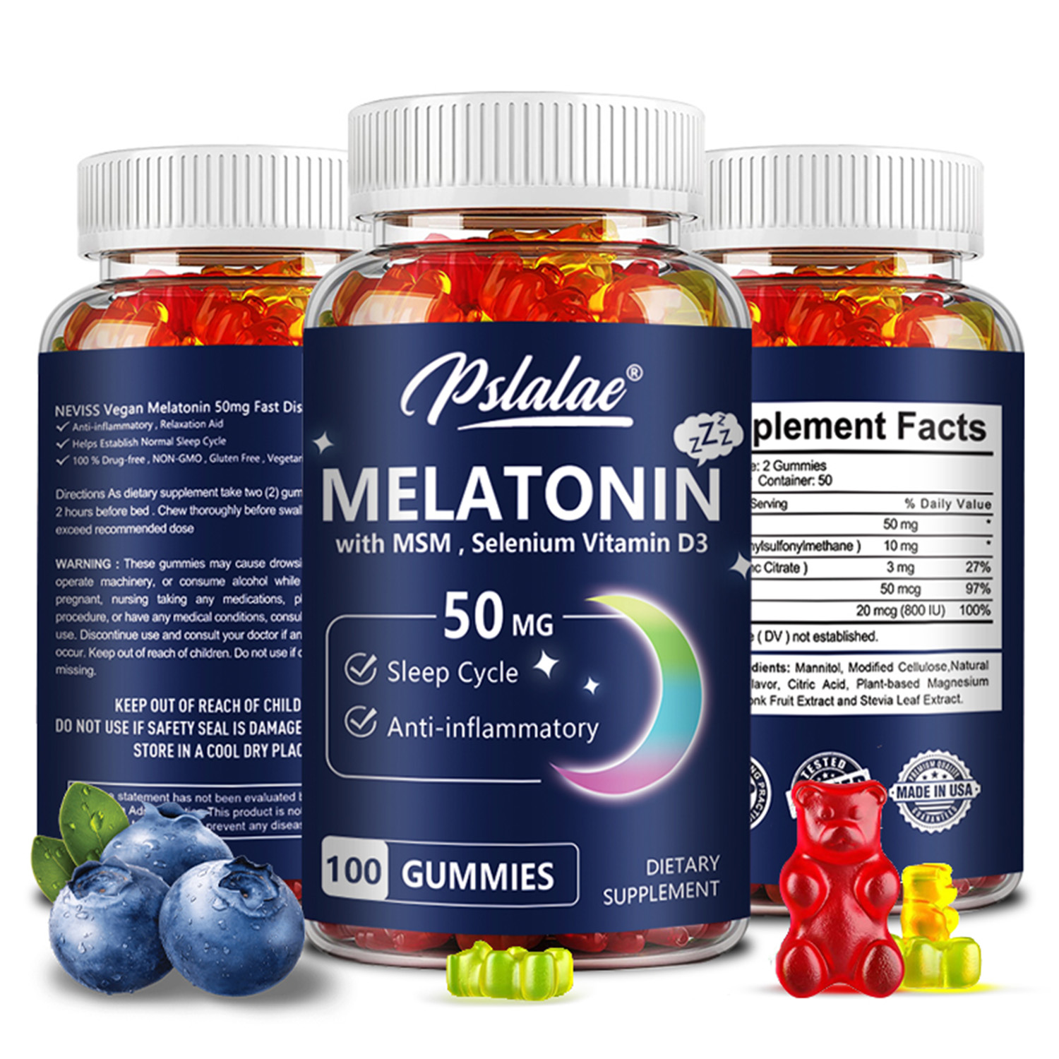 Melatonin Sleep Gummy - Melatonina Gummies 50 mg - Wspomaganie