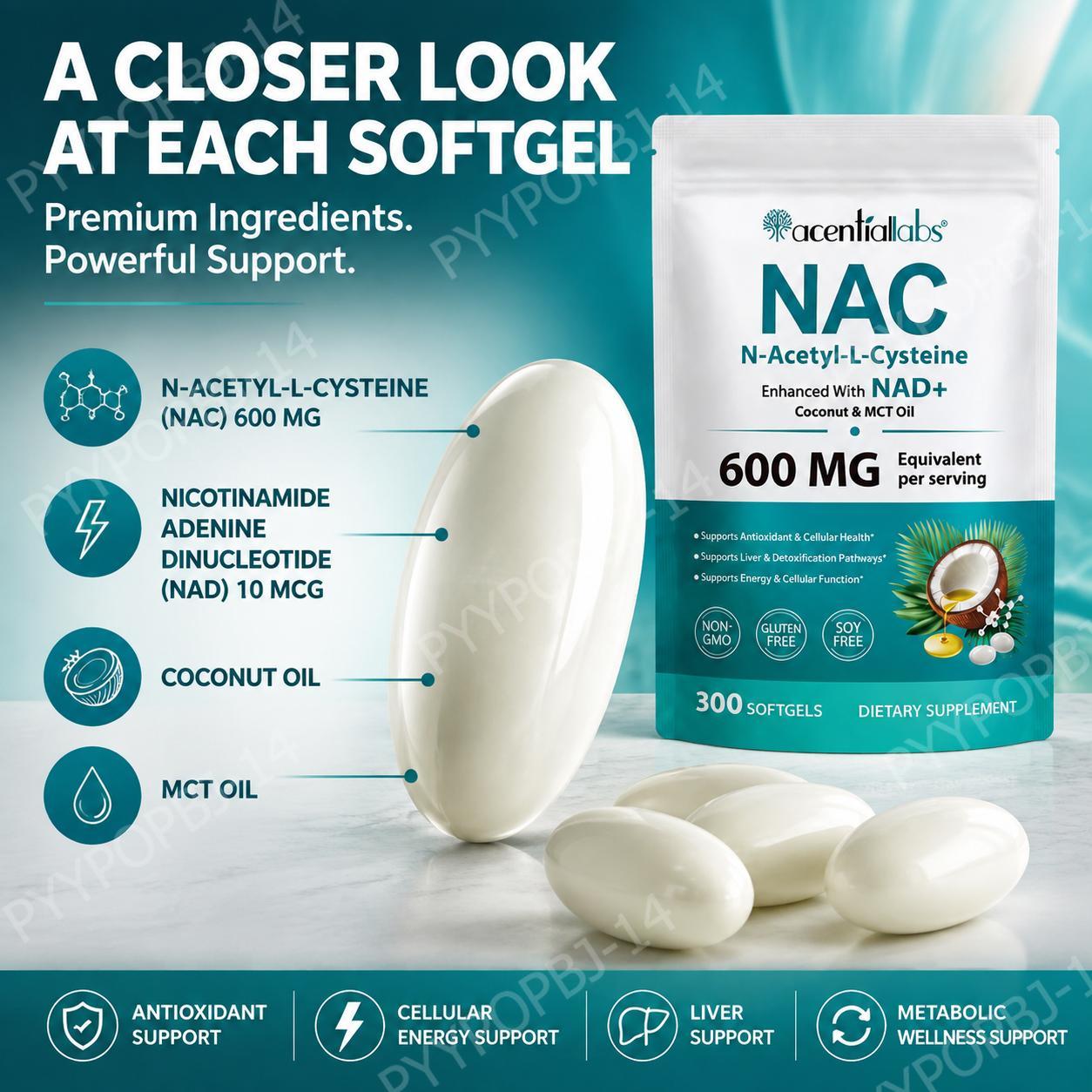 AcentiaLabs NAC Softgels z NAD – Mct Oil Coconut recenzja i cena